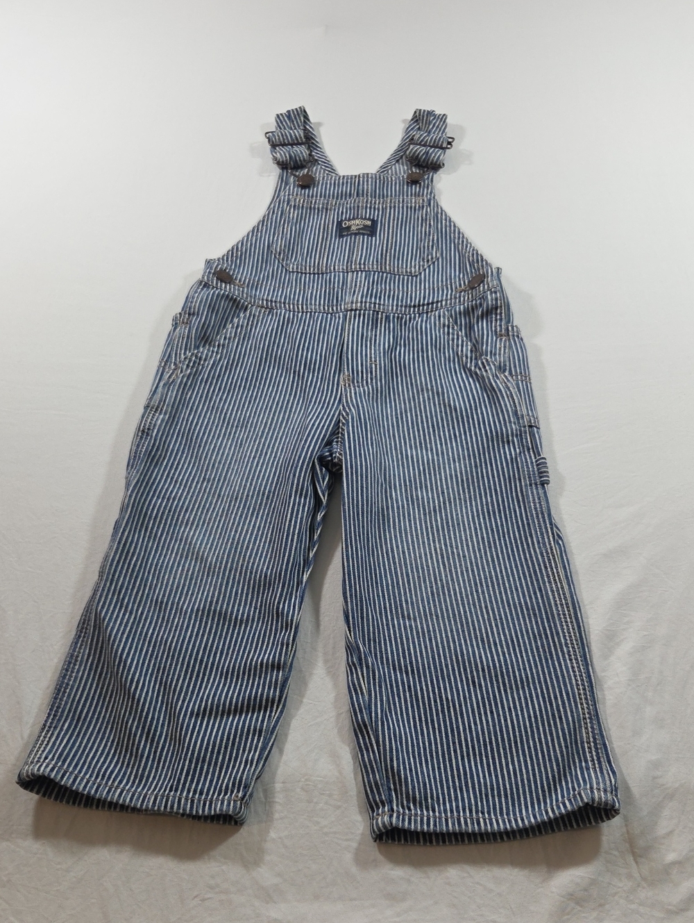Striped Blue Kids' Overalls Unisex Front Bib Pocket Cotton Casual
